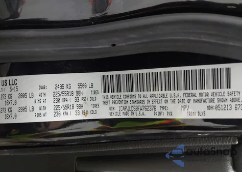 2015 Jeep Cherokee Limited z USA, uszkodzony, nr VIN 1C4PJLDS8FW762376